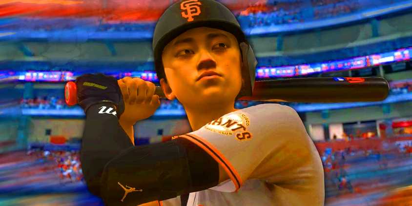 Jung Hoo Lee waiting for a pitch in MLB The Show 25.