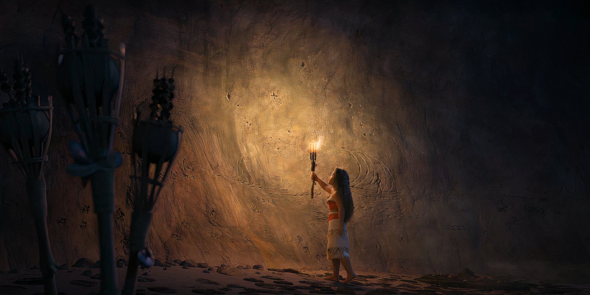 Moana in the Cavern of the Wayfinder in Moana 2