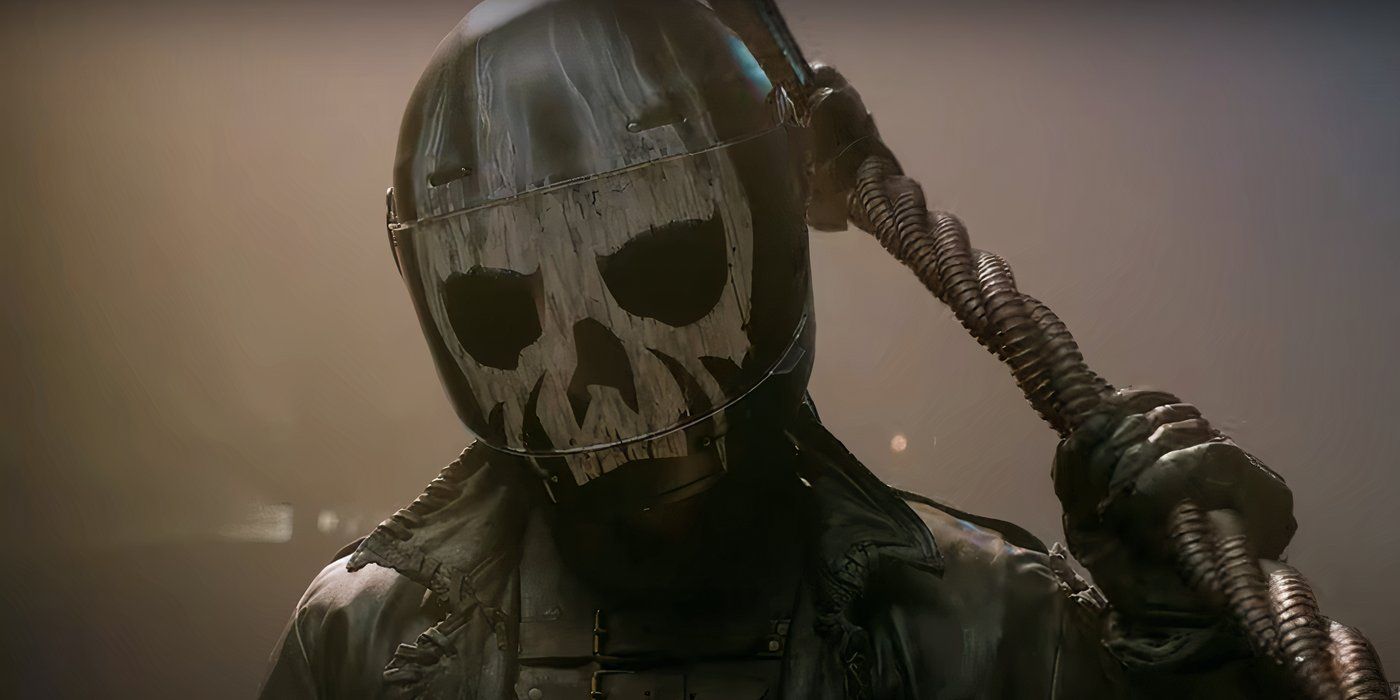 Mr. Grimm holds a metal pole in Twisted Metal season 2