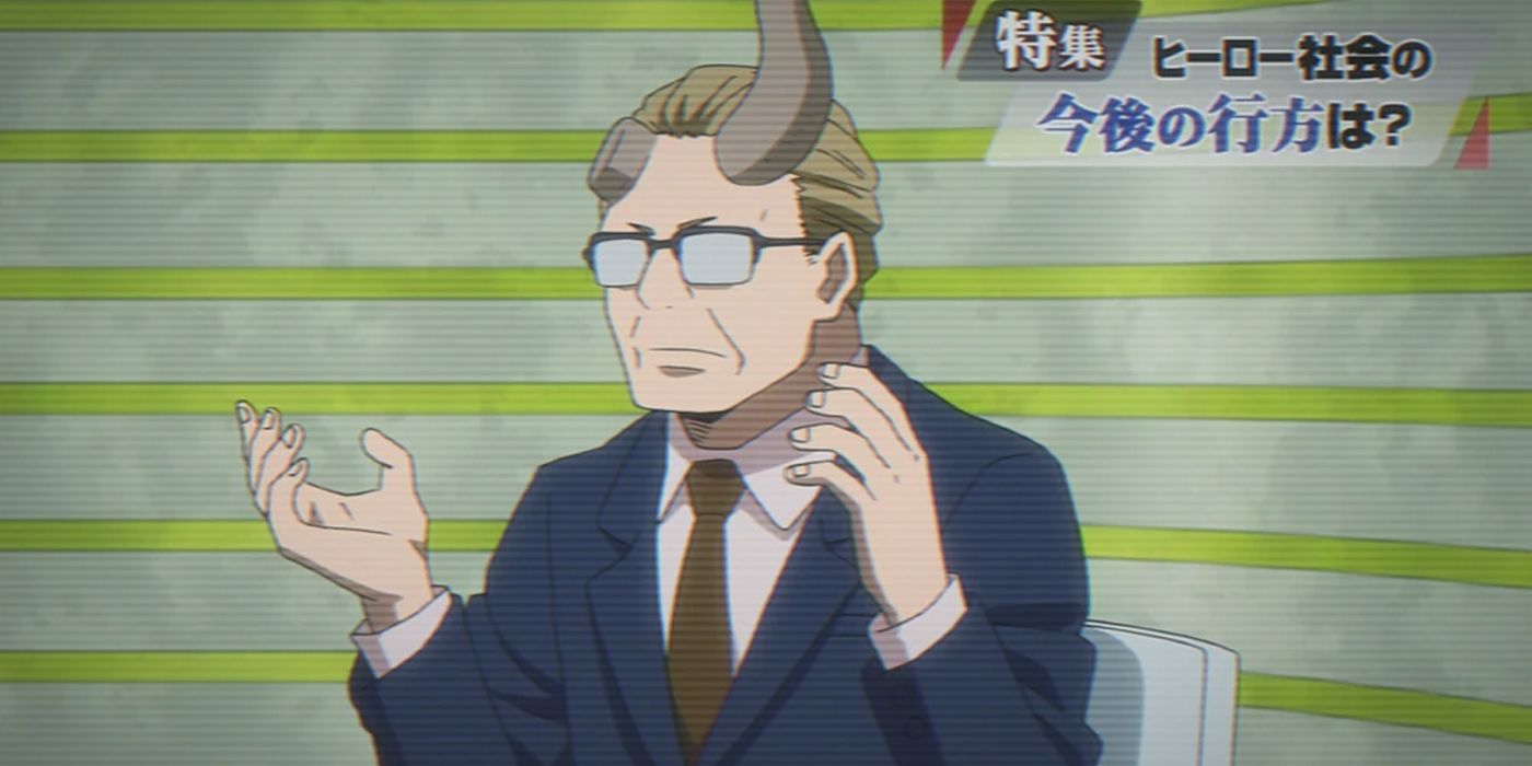 Miyagi Daikaku, a newscaster with one horn form his Quirk cut off.