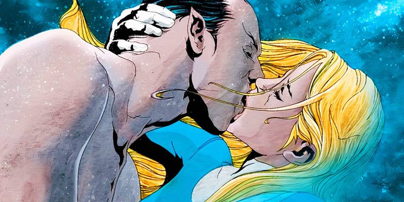 Namor kissing Sue Storm in Marvel Comics