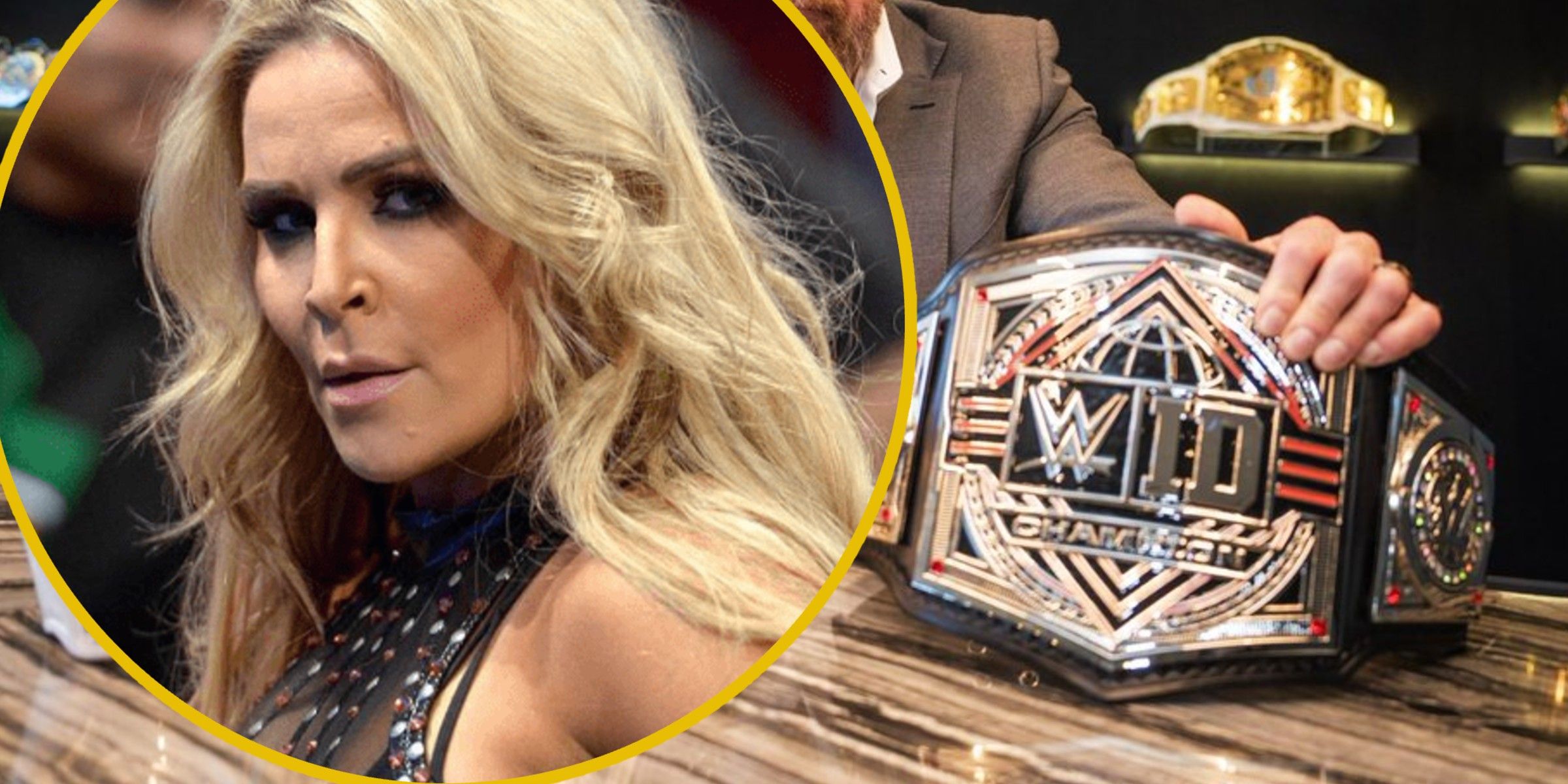 Natalya with Triple H&rsquo;s WWE ID Belts