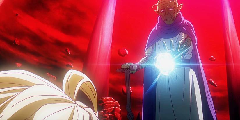 Neva uses a spell on Super Saiyan 3 Goku