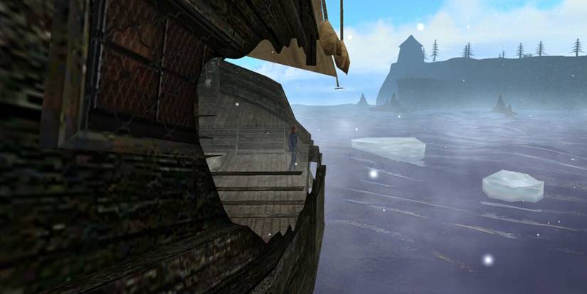 Neverwinter Nights Doom Of Icewind Dale ship crossing an icy sea.