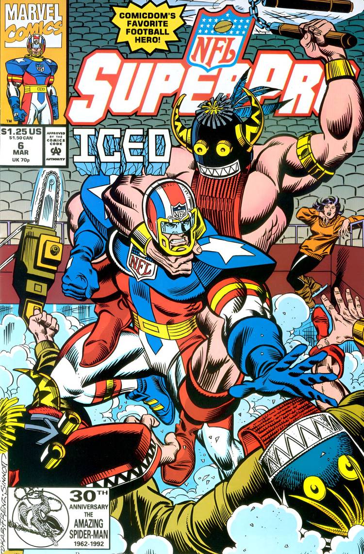 NFL SuperPro fights enemies.