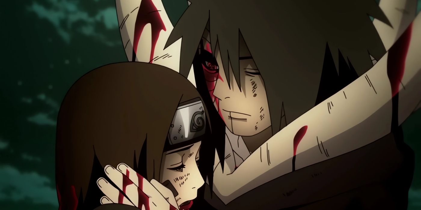 Obito holding Rin's corpse as he cries.