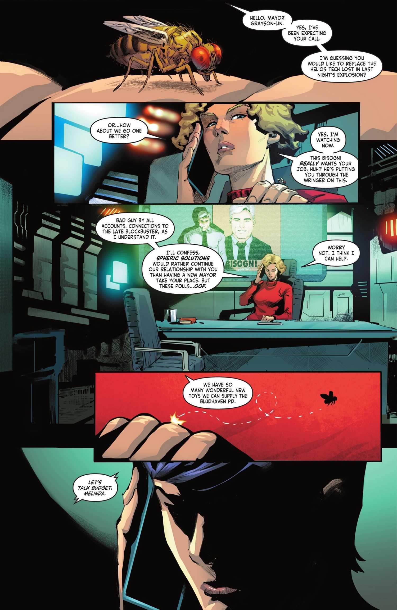 Olivia Pearce talks with Melinda Zucco in Nightiwing #123