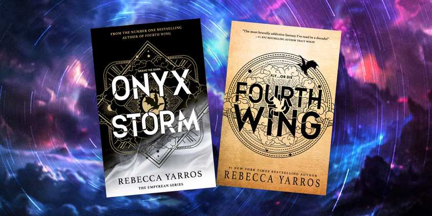 The covers of Onyx Storm and Fourth Wing by Rebecca Yarros