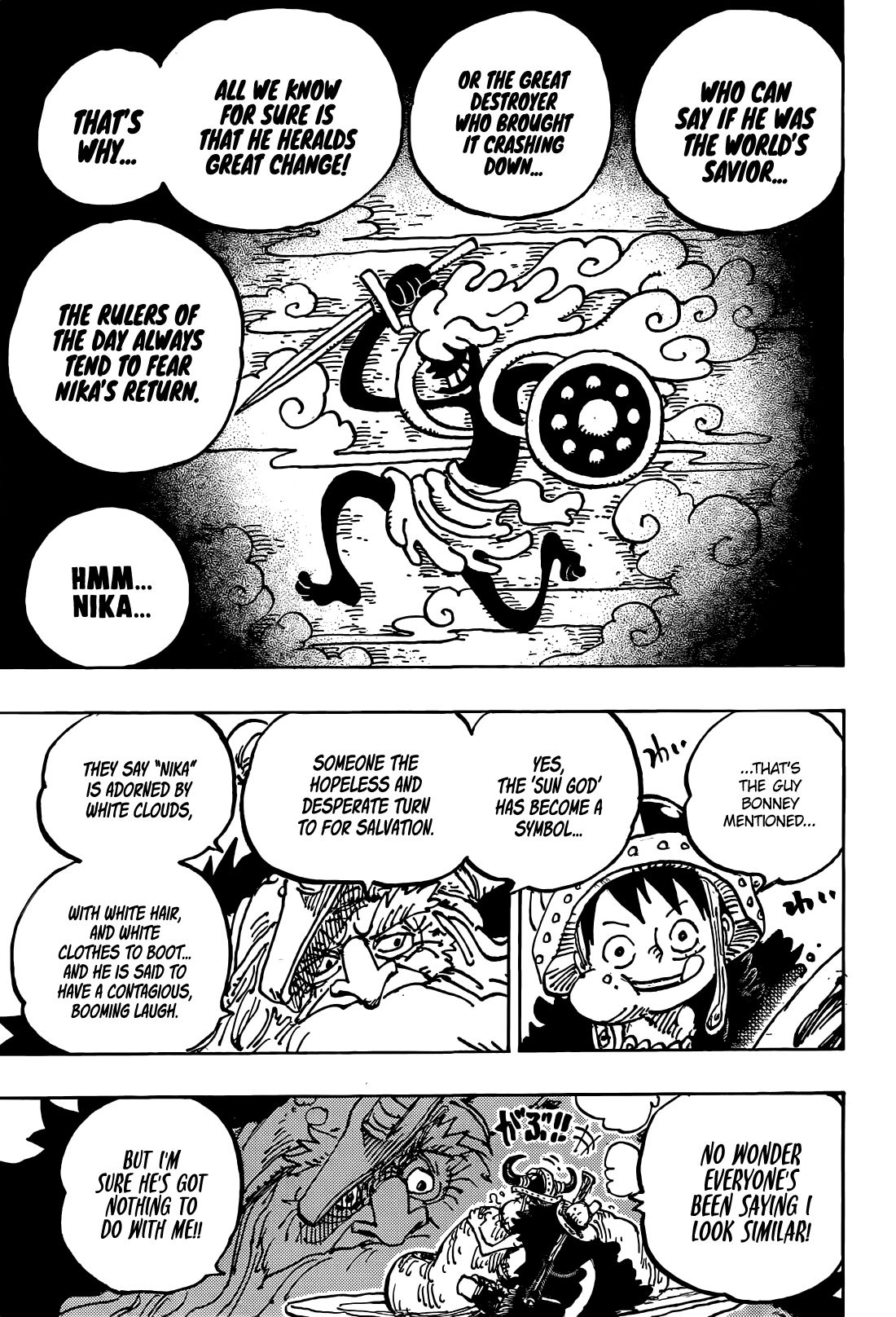 One Piece Chapter 1136 Sun God Nika depicted in Elbaph