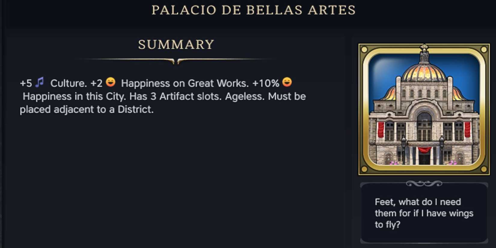 Palacio de Bellas Artes summary from Civ 7