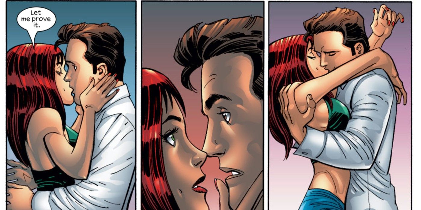 Peter Parker kisses Mary Jane Watson in The Amazing Spider-Man #53
