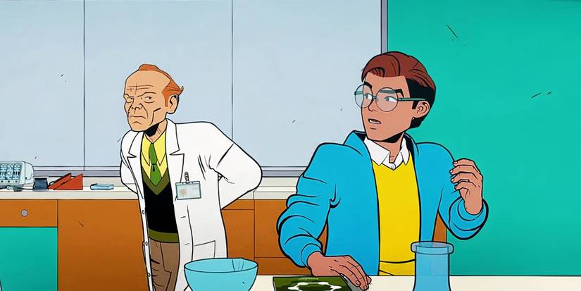 Peter Parker with Doctor Bentley Wittman in Oscorp in Your Friendly Neighborhood Spider-Man (2025)