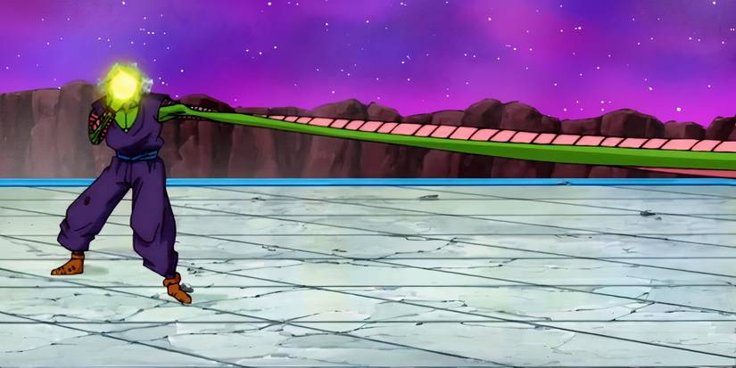 Piccolo stretches arm from across the arena in Dragon Ball Super
