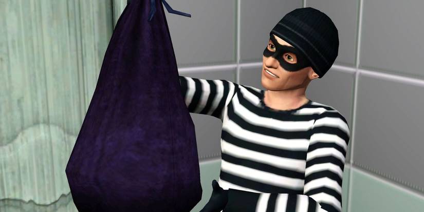 The Burglar holding a bag of stolen goods in The Sims 4