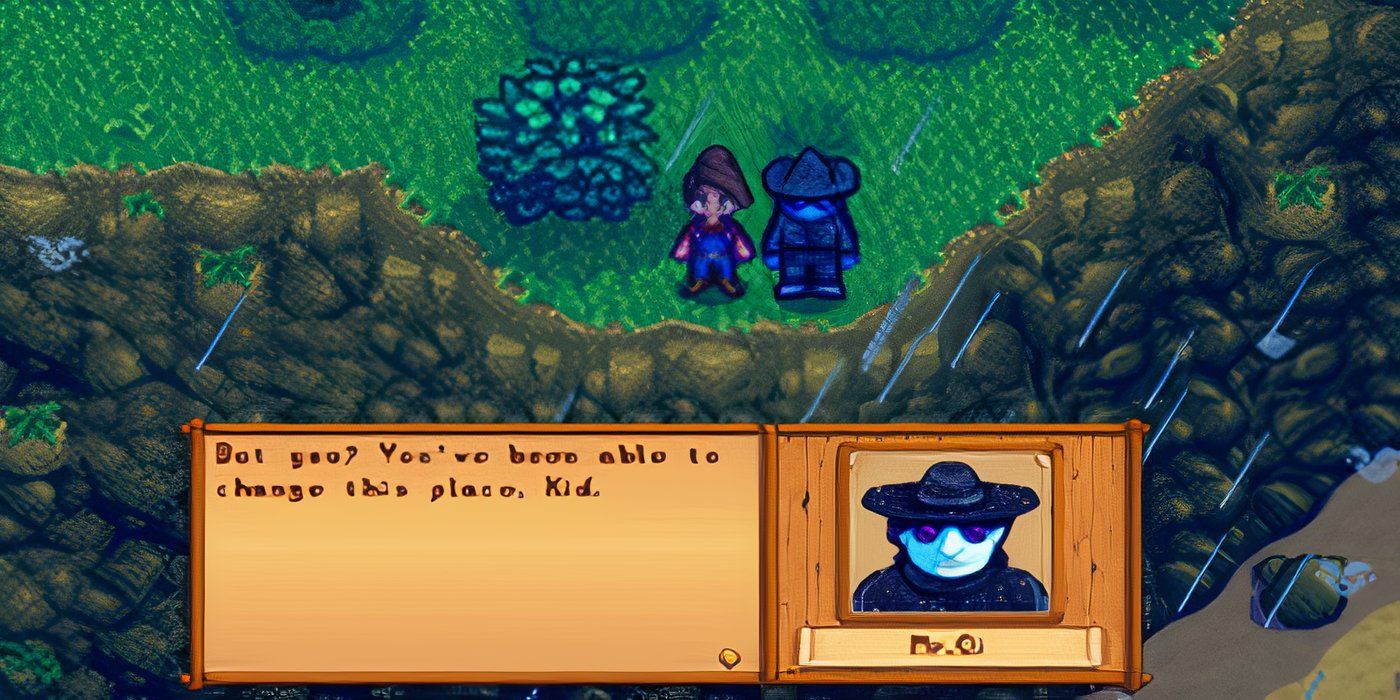 Jogador com Qi em Stardew Valley.