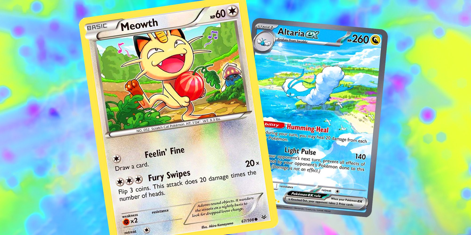 Pokémon TCG Card Artworks features Meowth and Altaria