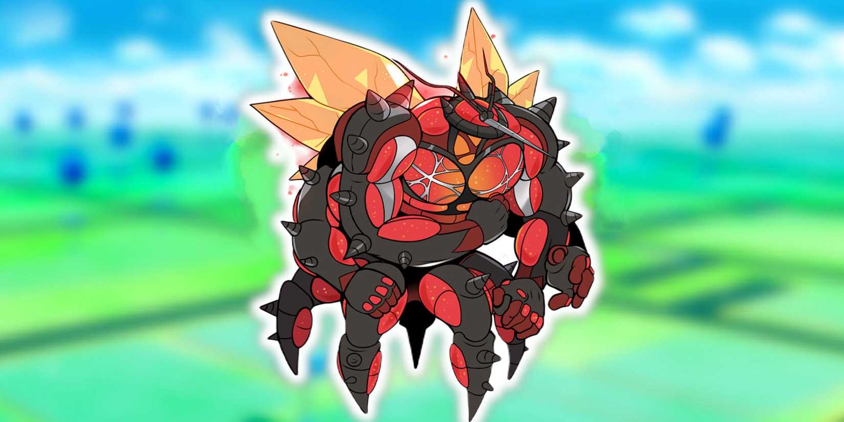 Pokemon GO mega Buzzwole on Blurred Background.