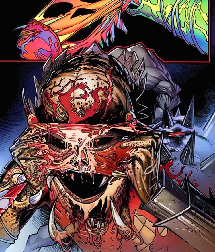 Predator vs. Spider-Man, the Yautja known as 'Skinner' earns its nickname by using a human face as a mask