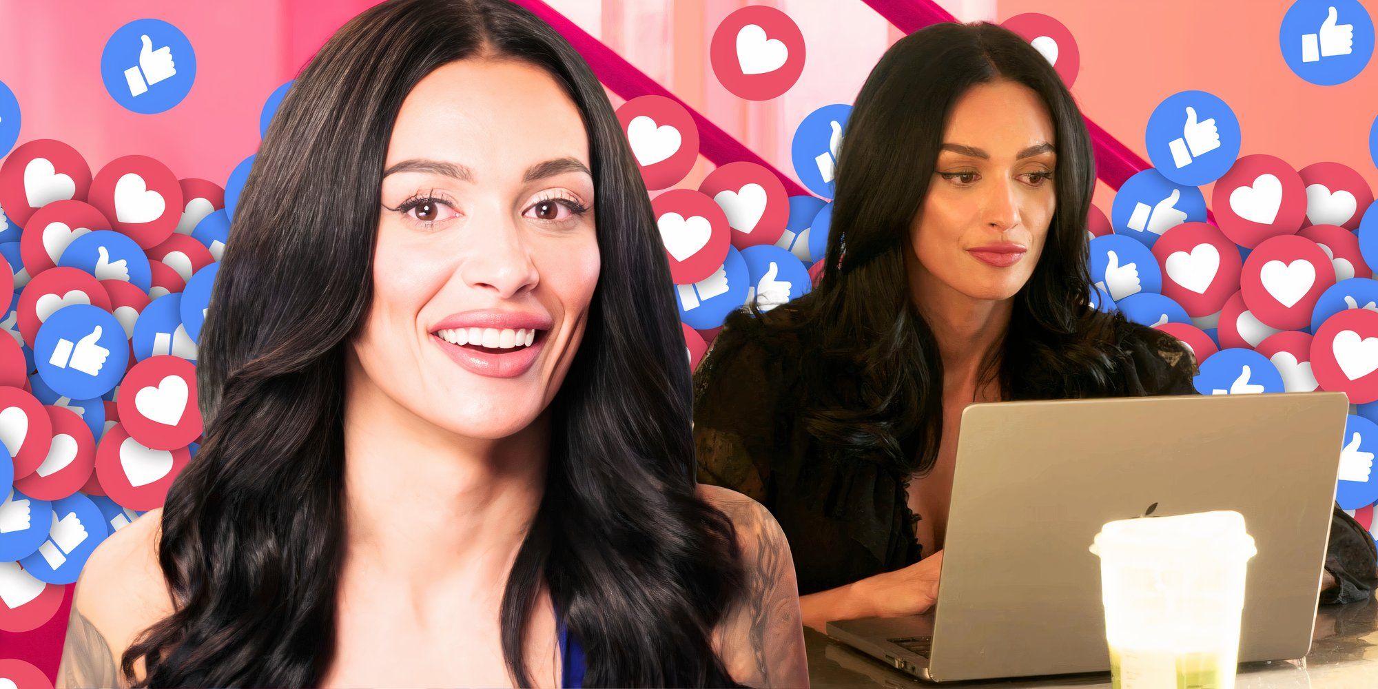 montage of  90 Day Fiancé's Amani Jlassi on her computer and smiling