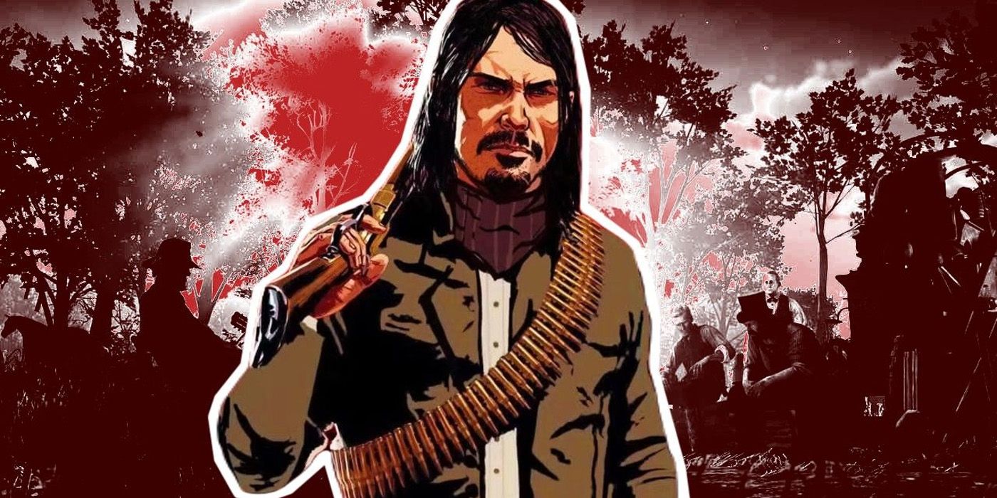Red Dead Redemption 2 Jack over an image of camp with colorized redness