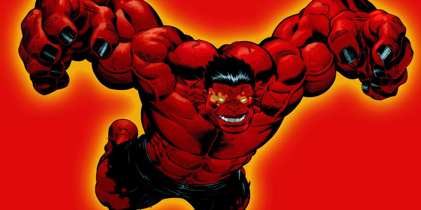 Red Hulk với nền màu đỏ