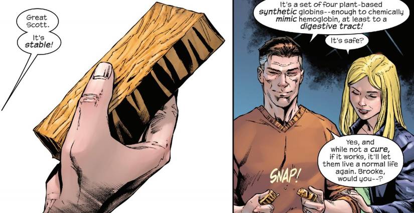 Reed Richards cures vampire hunger by creating a synthetic hemoglobin to keep them nourished