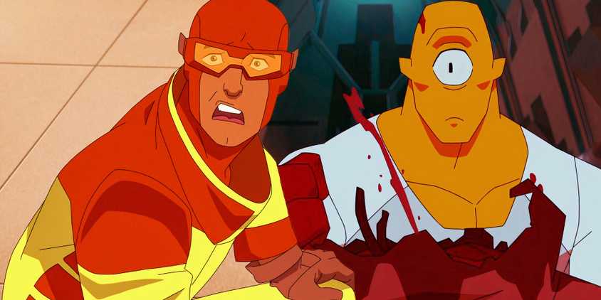 Rex looking puzzled next to Allen surprised after punching someone in Invincible