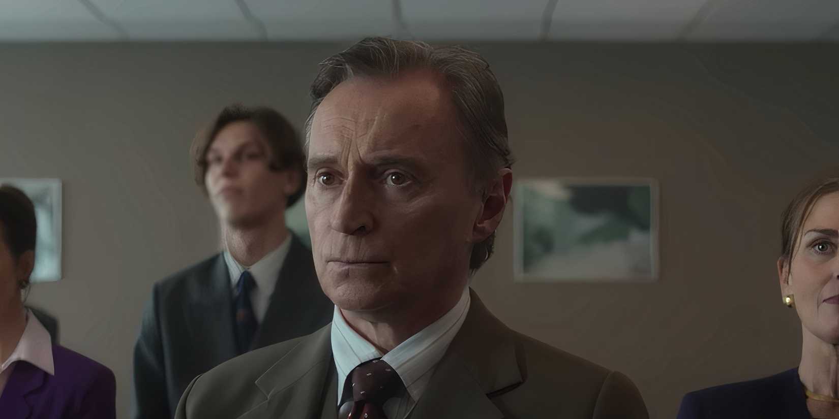 Robert Carlyle as Sam Hagen looking stoic in Toxic Town