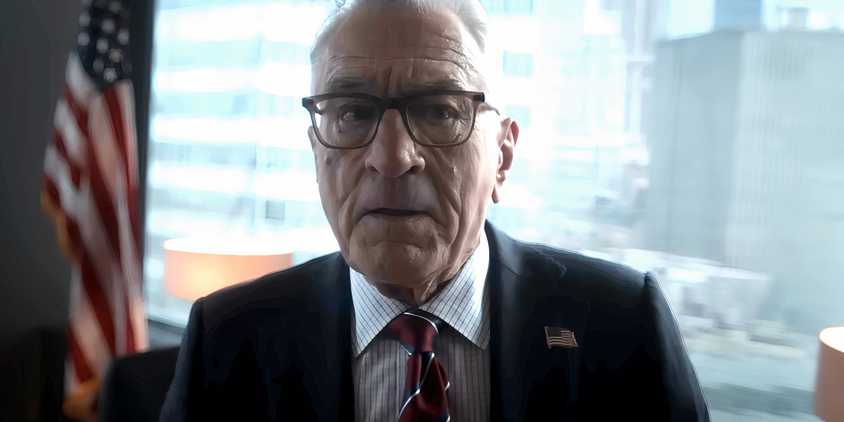 Robert De Niro as former President Mullen looking worried about something in Zero Day