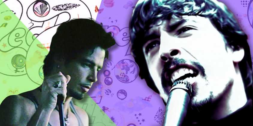 Collage image Led Zeppelin, Chris Cornell & Dave Grohl