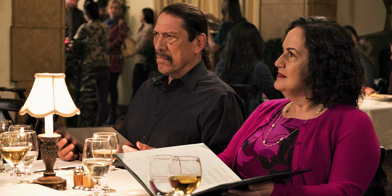 Rosas parents sitting in a fancy restaurant in Brooklyn Nine Nine