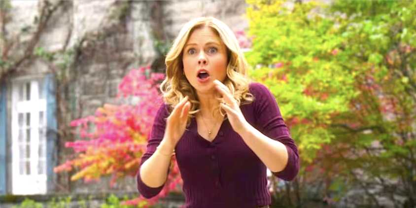 Rose McIver's Sam looks panicked the driveway in Ghosts season 4