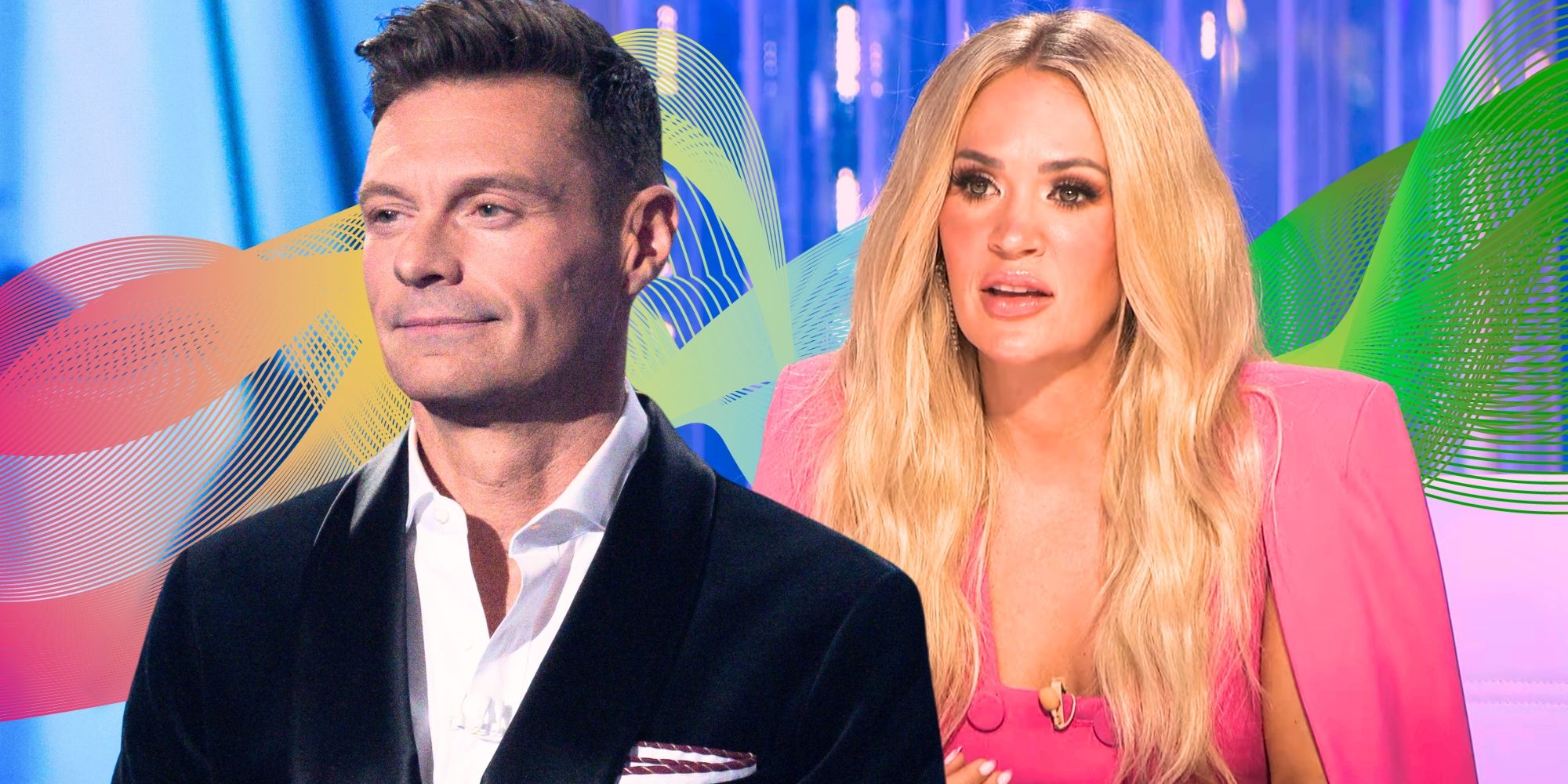 American Idol's Ryan Seacrest and Carrie Underwood look serious