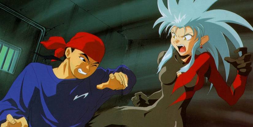 Ryoko Hakubi from Tenchi Muyo fighting a man