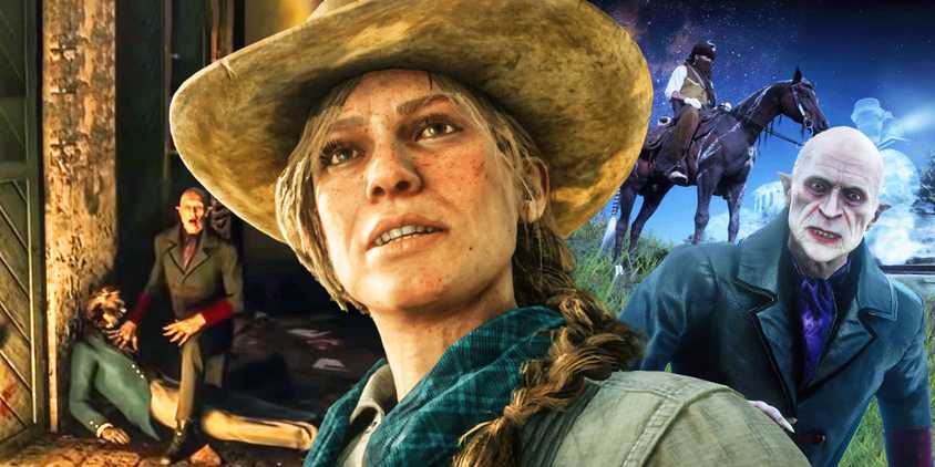 Sadie Adler from Red Dead Redemption 2 with a vampire and some imagery