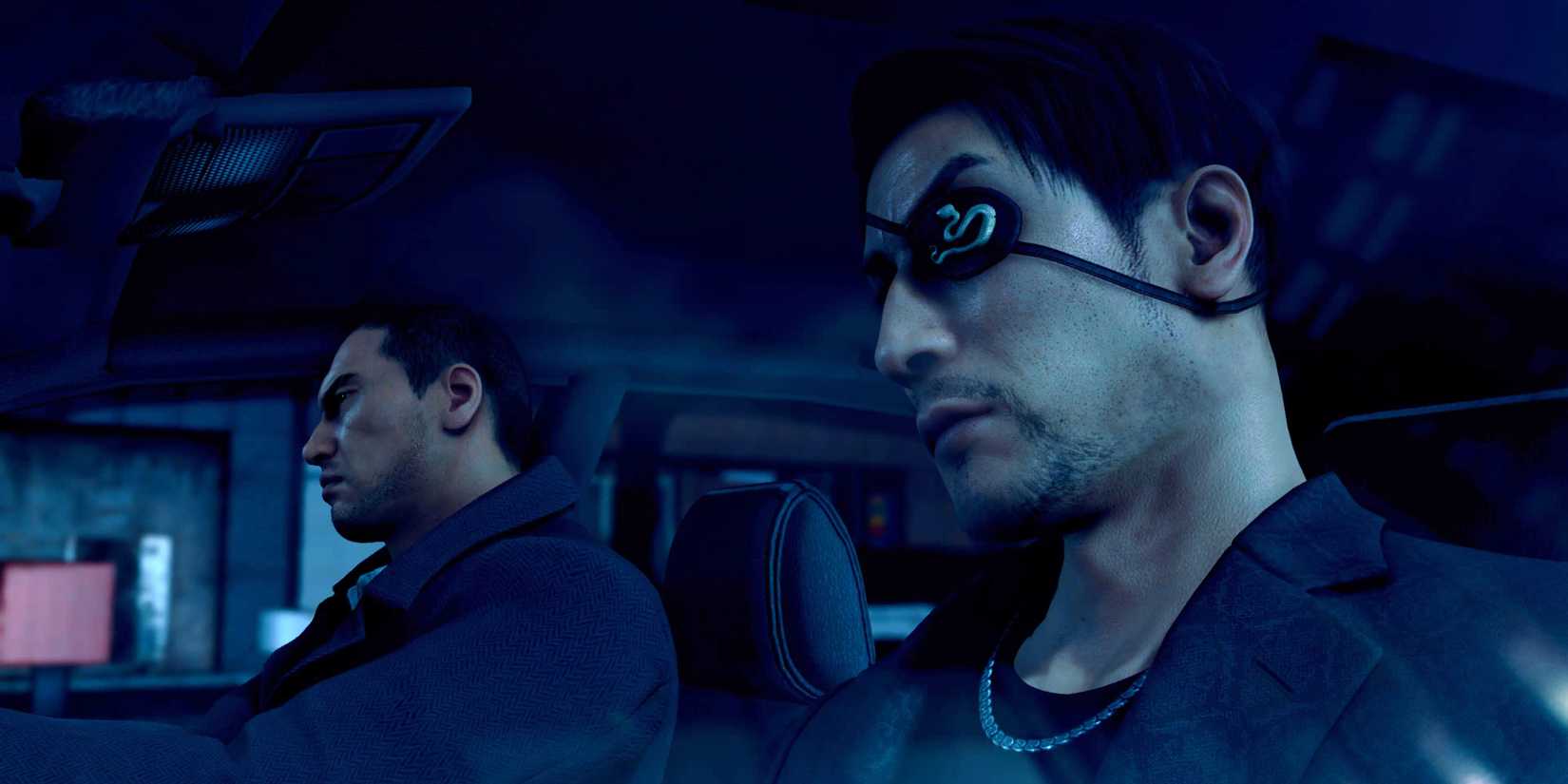 Saejima and Majima driving in the epilogue of Pirate Yakuza in Hawaii.