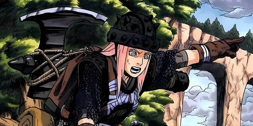 Sakura carrying her axe in an alternative universe cover of the manga.