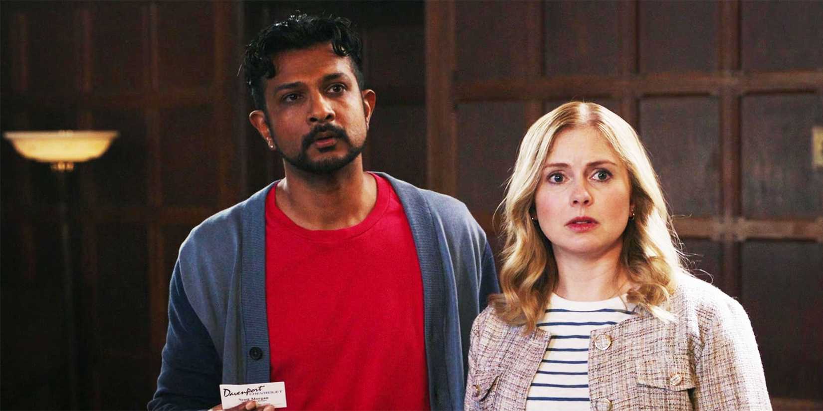Sam and Jay looking at someone in an episode of Ghosts season 4