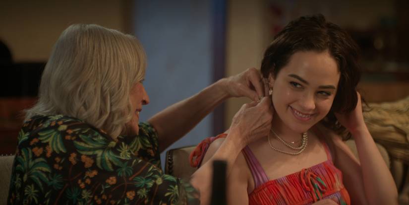 Sam wearing Miyagi's necklace in Cobra Kai season 6, part 3 (2025)