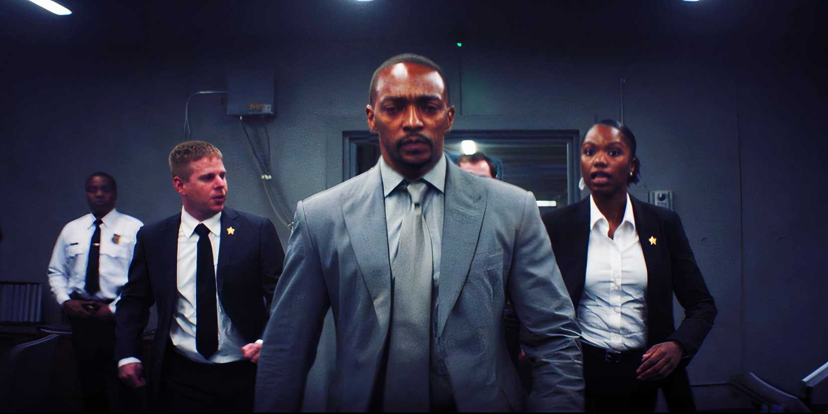 Sam Wilson charging into a room in Captain America Brave New World