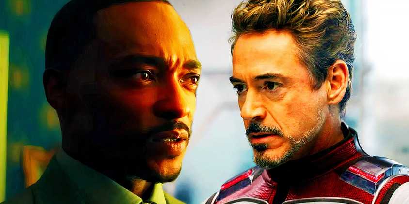 Sam Wilson speaks to President Ross in Captain America: Brave New World and Tony Stark in his time travel suit in Avengers: Endgame
