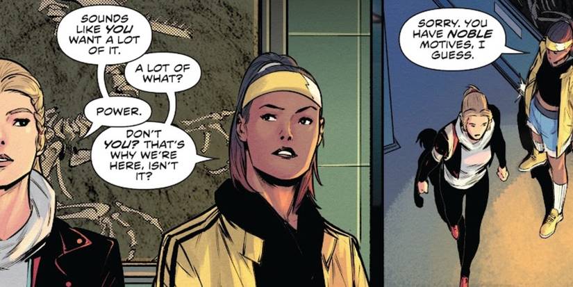 Samurai Red Ranger Lauren Shiba and Valentina discuss receiving raw powers in Power Rangers Prime #3