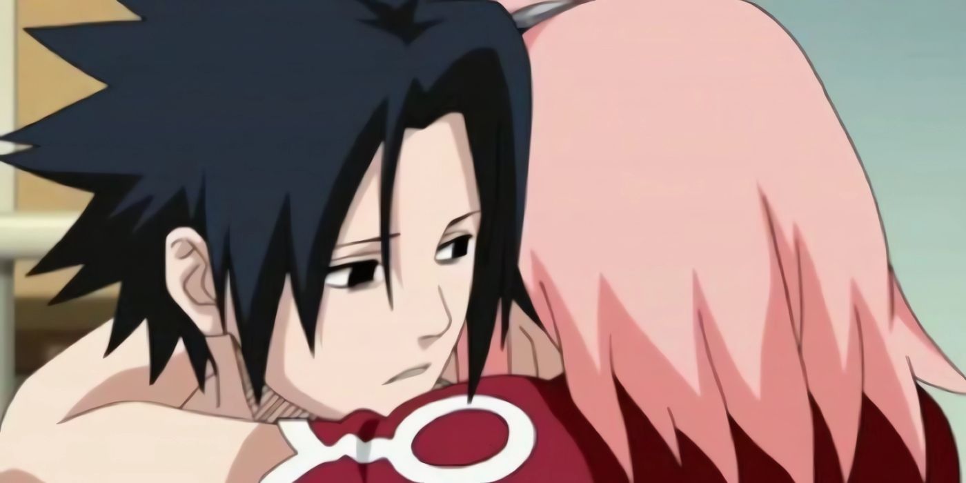 Sasuke unemotional even when Sakura hugs him.