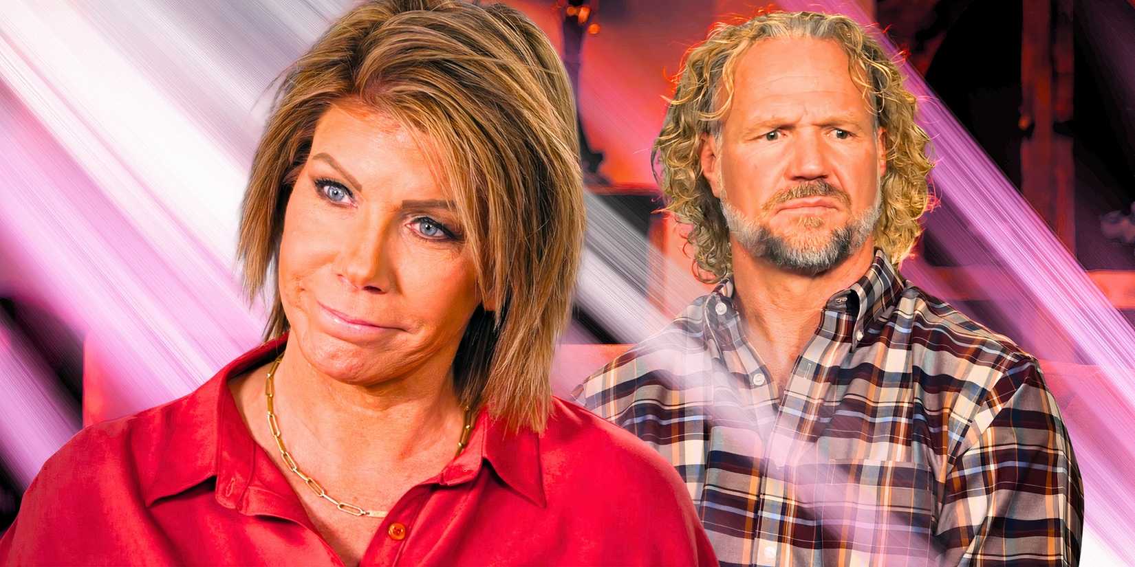 up close image of Sister Wives's Meri Brown with Kody Brown in the background