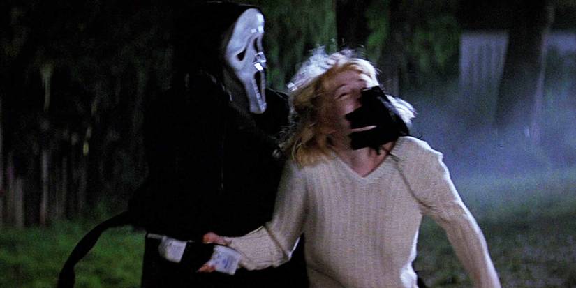 Ghostface killing Drew Barrymore as Casey in Scream.