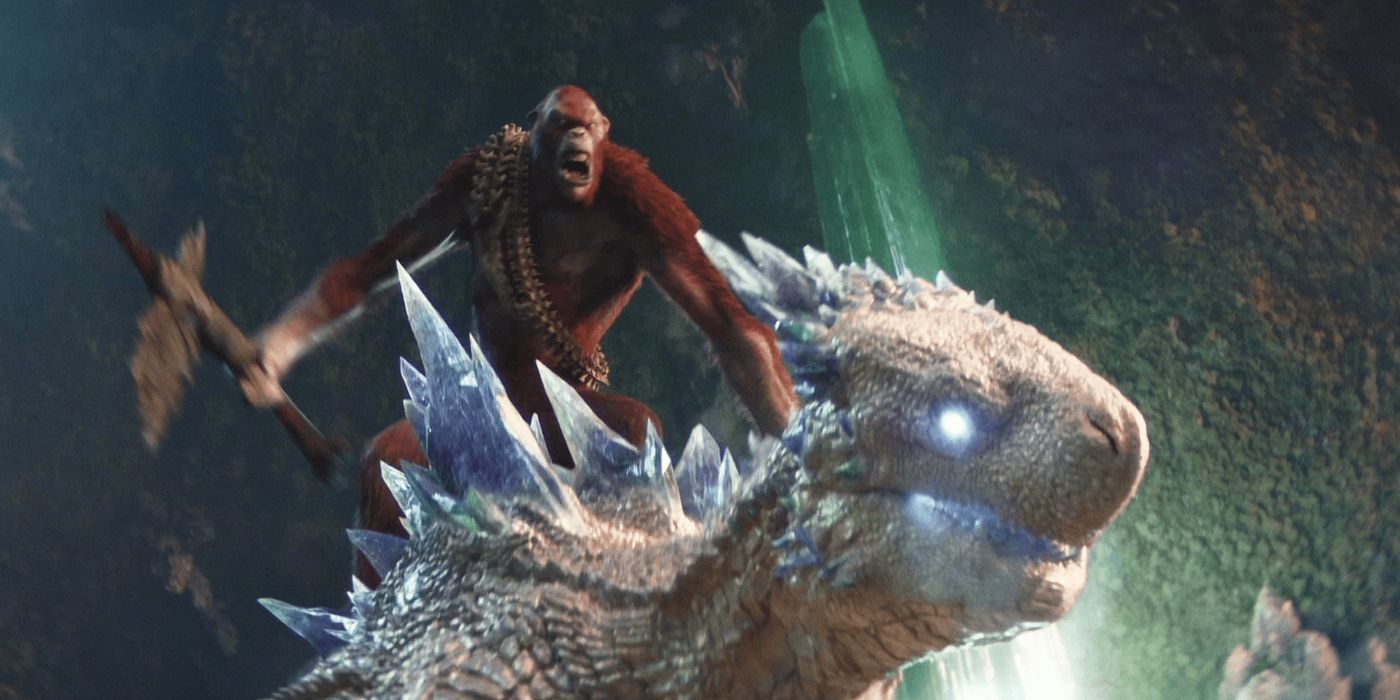 Skar King riding Shimo in Godzilla X Kong: The New Empire