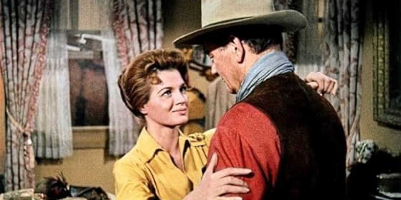 John Wayne and Angie Dickinson in Rio Bravo