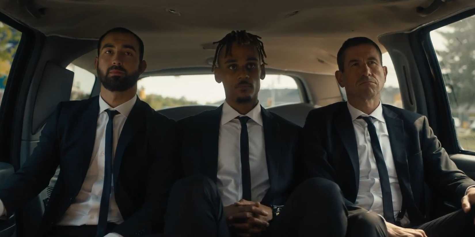 Dolo, Goody and Hitch in suits from Shoresy