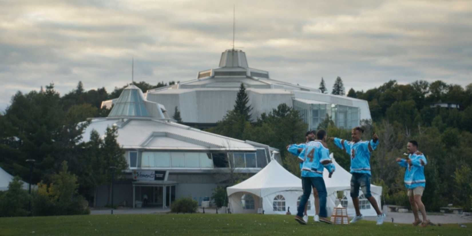 The Bulldogs celebrating at Science North in season 4 of Shoresy