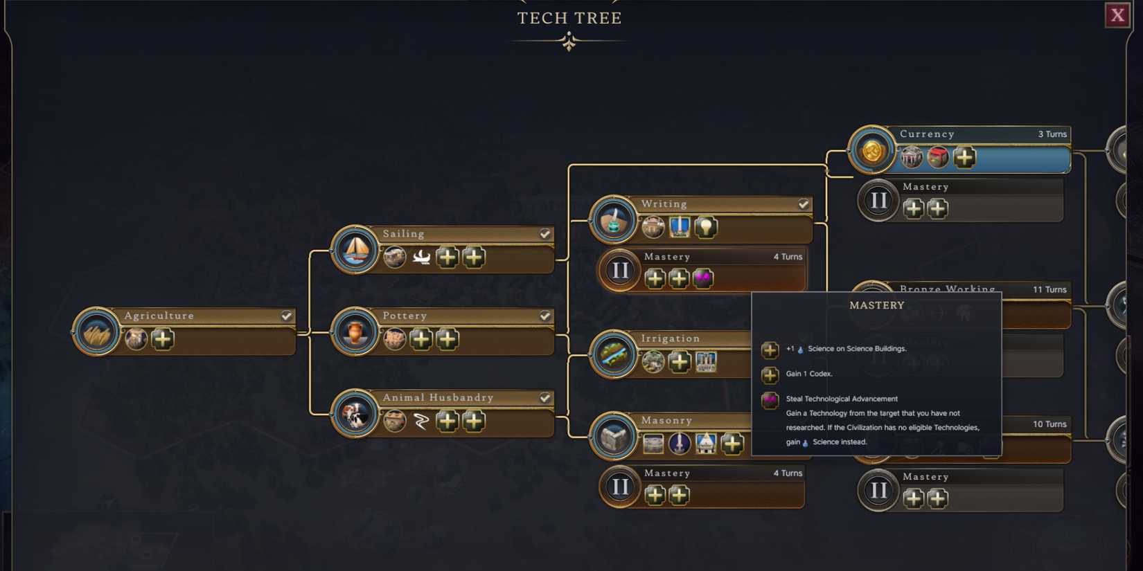 Civ 7's Tech Tree with a way to get a Codex